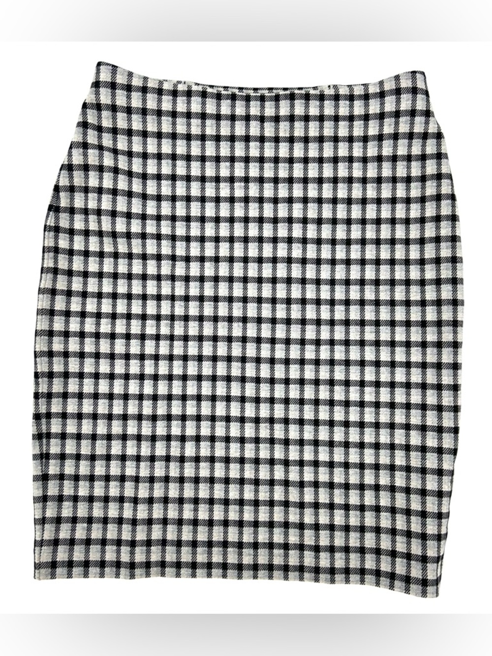 J Jill Ponte Pencil Skirt Grey Black Plaid